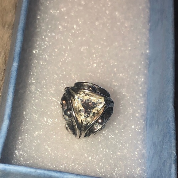 TROLLBEADS Sterling Silver Crystal Triangles Splitter Pendant Charm Bead 12301 - Picture 5 of 8